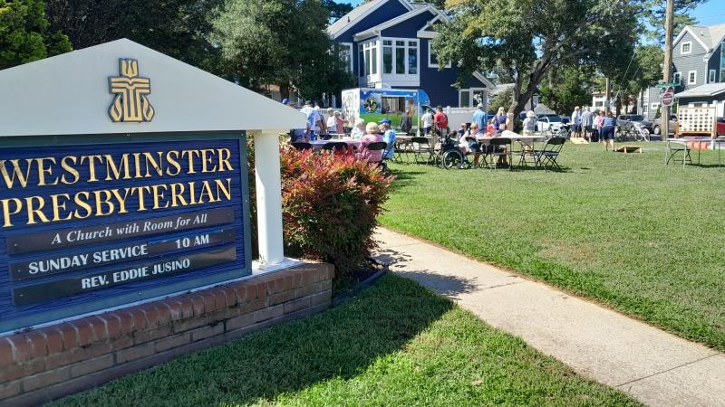 Ice Cream On Us is hosted on the church’s front lawn facing King Charles Avenue.